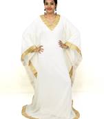 White embroidered georgette islamic kaftan