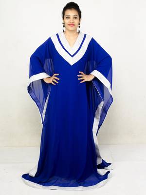 Blue embroidered georgette islamic kaftan 1