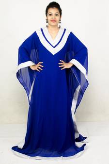 Blue embroidered georgette islamic kaftan