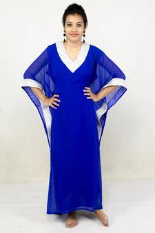 Blue embroidered georgette islamic kaftan