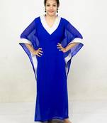 Blue embroidered georgette islamic kaftan