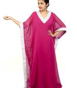 Pink embroidered georgette islamic kaftan