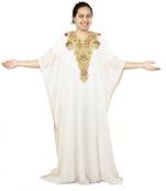 White embroidered georgette islamic kaftan