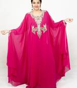 Pink embroidered georgette islamic kaftan