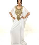 White embroidered georgette islamic kaftan