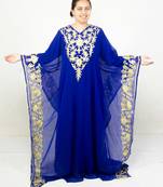 Blue embroidered georgette islamic kaftan