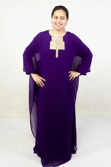 Blue embroidered georgette islamic kaftan