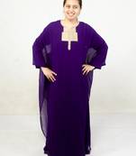 Blue embroidered georgette islamic kaftan