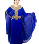 Blue embroidered georgette islamic kaftan