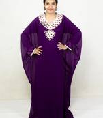 Purple embroidered georgette islamic kaftan