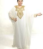 White embroidered georgette islamic kaftan