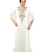 White embroidered georgette islamic kaftan