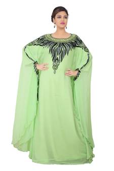 Green embroidered georgette islamic kaftan