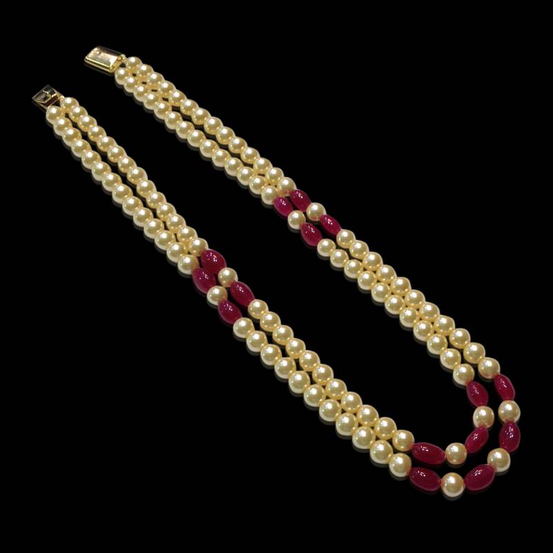 ruby pearl 2 line string necklace SRI FINE JEWELLERY 385501