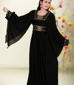 Black embroidered georgette islamic kaftan
