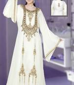 White embroidered georgette islamic kaftan