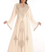 White embroidered georgette islamic kaftan