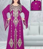 Rani pink embroidered georgette islamic kaftan