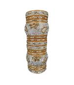 Prosper Hyderabadi Bridal Joda, Golden Silver Party Wear Bangle Set For Women And Girls 14 Pieces