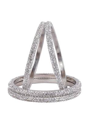 Prosper Hyderabadi Beautiful Silver Stones Bangles For Women And Girls Party Wear Set Of 4 1