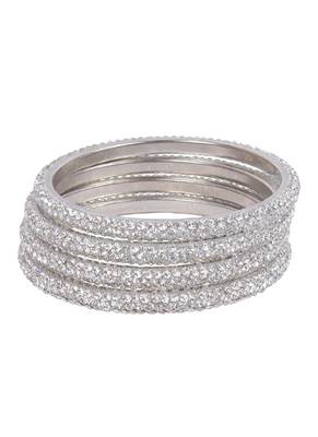 Prosper Hyderabadi Beautiful Silver Stones Bangles For Women And Girls Party Wear Set Of 4 2