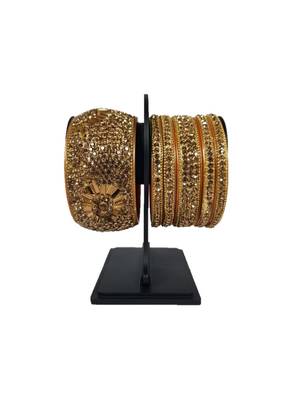 Prosper Hyderabadi Bridal Joda, Golden Party Wear Bangle Set For Women And Girls 14 Pieces 2