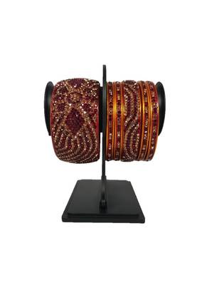 Prosper Hyderabadi Bridal Joda, Maroon Bangle Set For Women And Girls 14 Pieces 2
