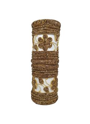 Prosper Beautiful And Glamorous Golden Color Flower Shape Bangle Set Party Wear For Women And Girls 14 Pieces 1