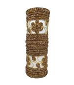 Prosper Beautiful And Glamorous Golden Color Flower Shape Bangle Set Party Wear For Women And Girls 14 Pieces