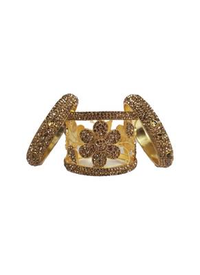 Prosper Beautiful And Glamorous Golden Color Flower Shape Bangle Set Party Wear For Women And Girls 14 Pieces 2