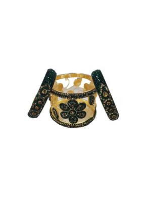 Prosper Beautiful And Glamorous Dark Green Color Flower Shape Bangle Set Party Wear For Women And Girls 14 Pieces 3
