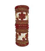 Prosper Beautiful And Glamorous Chilli Red Color Flower Shape Bangle Set Party Wear For Women And Girls 14 Pieces