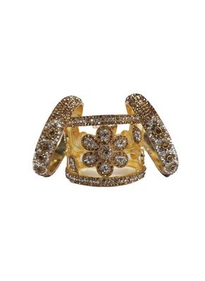 Prosper Beautiful And Glamorous Golden Silver Color Flower Shape Bangle Set Party Wear For Women And Girls 14 Pieces 2