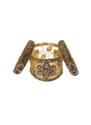 Prosper Beautiful And Glamorous Golden Silver Color Flower Shape Bangle Set Party Wear For Women And Girls 14 Pieces 3