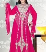 Rani pink embroidered georgette islamic kaftan