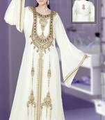 White embroidered georgette islamic kaftan