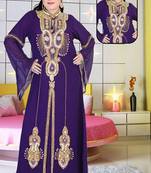 Purple embroidered georgette islamic kaftan