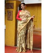 Golden hand woven Tissue saree with blouse