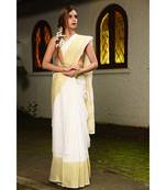 White Handwoven Linen Saree