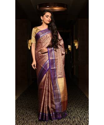 Multicolor Handwoven Kora Muslin Banarasi Saree 1
