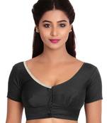 Platinum Solid Black & Silver Border Ready to wear Saree Blouse