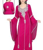 Rani pink embroidered georgette islamic kaftan