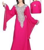 Rani pink embroidered georgette islamic kaftan