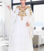 White embroidered georgette islamic kaftan