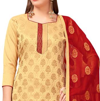 Beige Banarasi Silk Zari Woven Work cotton-silk-suits 2