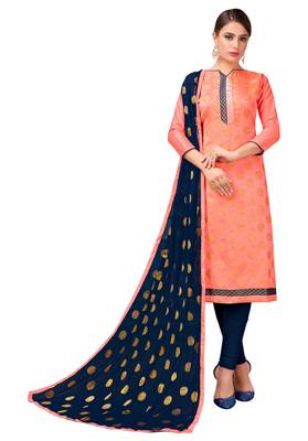 Peach Banarasi Silk Woven Work Un-stitched festive-salwar-suits  1
