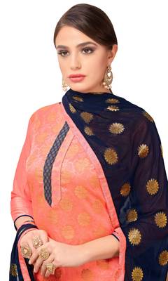 Peach Banarasi Silk Woven Work Un-stitched festive-salwar-suits  2