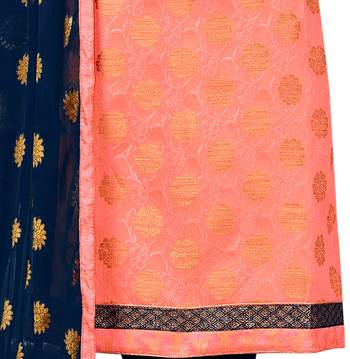 Peach Banarasi Silk Woven Work Un-stitched festive-salwar-suits  3