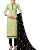 Pista Green Banarasi silk Woven Work Un-stitched cotton-salwar-kameez 