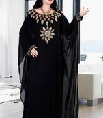 Black embroidered georgette islamic kaftan